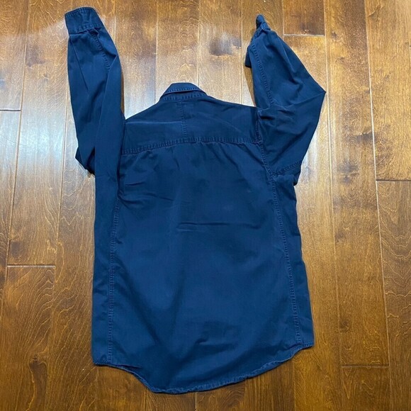 Wrangler Riggs Workwear Thick Navy Blue Button Down Shirt Cotton Men's Large - Picture 4 of 7